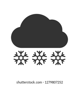 Cloud with snowfall Icon. Dark weather icon on white background. Vector illustration.

