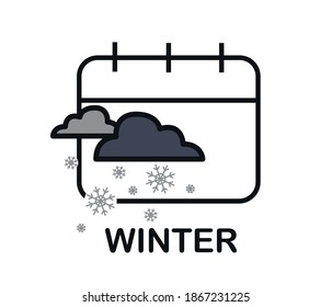 Cloud with snowfall icon. winter calendar.
