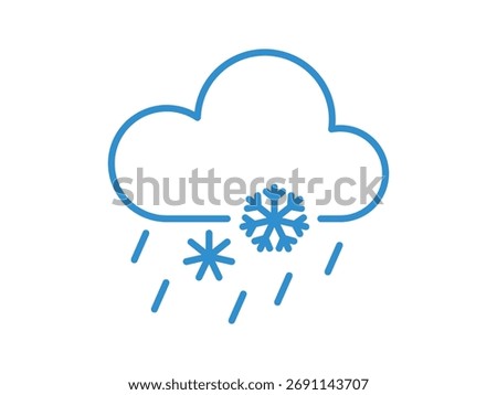 Cloud with snowflake icon, snowy weather, winter sign