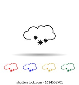 cloud with a snowflake multi color style icon. Simple thin line, outline vector of web icons for ui and ux, website or mobile application
