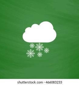 Cloud   snowflakes  Flat Icon  Imitation draw and white chalk green chalkboard  Flat Pictogram   School board background  Vector illustration symbol