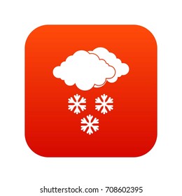 Cloud and snowflakes icon digital red for any design isolated on white vector illustration
