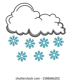 cloud and snowflakes icon with doodles art syle. weather icon with hand drawn. eps 10