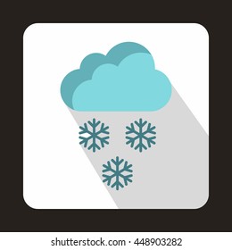 Cloud and snowflakes icon in flat style on a white background