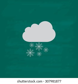 Cloud   snowflakes  Icon  Imitation draw and white chalk green chalkboard  Flat Pictogram   School board background  Vector illustration symbol