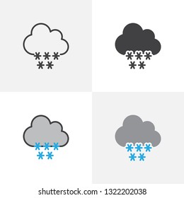 Cloud with snowflakes icon. Line, glyph and filled outline colorful version, cloud and snow outline and filled vector sign. Snowy weather symbol, logo illustration. Different style icons set