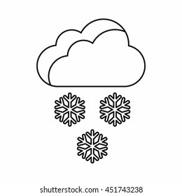 Cloud and snowflakes icon in outline style isolated vector illustration