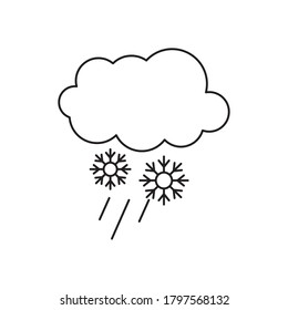 icono de nubes y copos de nieve sobre fondo blanco, estilo de línea, ilustración vectorial