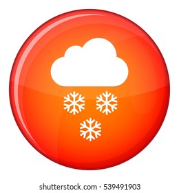 Cloud and snowflakes icon in red circle isolated on white background vector illustration