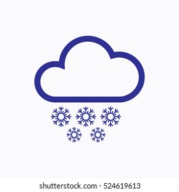 Cloud and Snowflakes Icon Symbol Vector Outline Design