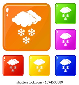 Cloud and snowflakes icons set collection vector 6 color isolated on white background