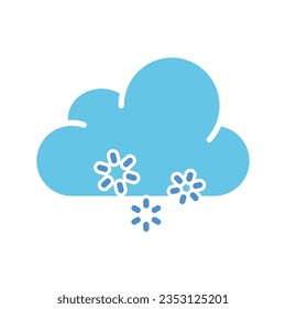 Cloud with snowflakes line icon. Winter, cold, new year, christmas, sun, water, weather, air. Vector colored icon on a white background for business