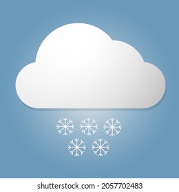 Cloud with snowflakes on blue background. Weather icon.