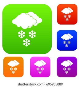 Cloud and snowflakes set icon in different colors isolated vector illustration. Premium collection