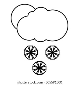 Cloud, snowflakes and sun icon. Outline illustration of cloud, snowflakes and sun vector icon for web