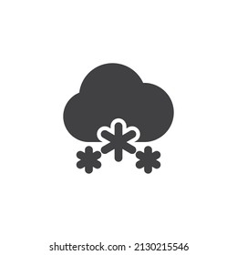 Cloud and snowflakes vector icon. filled flat sign for mobile concept and web design. Snowfall weather glyph icon. Symbol, logo illustration. Vector graphics