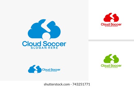 Cloud Soccer logo template, Soccer Online analysis logo designs vector
