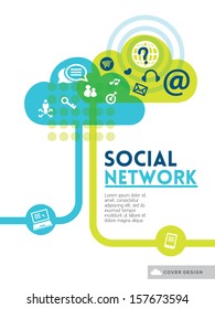 Cloud Social Media Network concept background design layout for poster flyer cover brochure