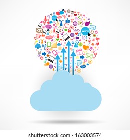 Cloud Social network background with media icons