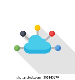 Cloud social network icon, vector illustration. Flat design style with long shadow,eps10