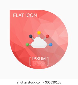 Cloud social network icon, vector illustration. Flat design style with long shadow,eps10