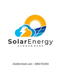Cloud Solar logo vector template, Creative Solar panel energy logo design concepts