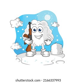 der Wolkensoldat im Winter. Zeichenmaskotvektor