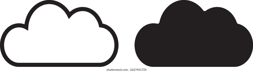 
cloud Solid icon. Cloud icon vector for web. cloud computing vector icon . isolated, transparent. Cloud shapes collection vactor