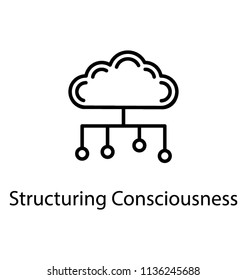 Cloud with a some nodes coming out of it, this is structuring consciousness icon 