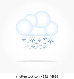 a cloud and some raining snow with shadow effect for weather illustration vector