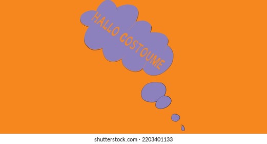 CLOUD SPEAK BUBBLE HALLOWEN COSTOUM THINKING SPEECH BALOON in orange background and purple color