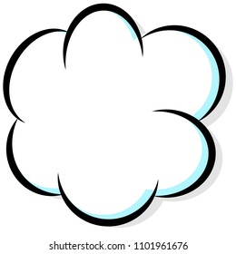 Cloud, a speech bubble. Cartoon expression vector sticker. Isolated on white background.