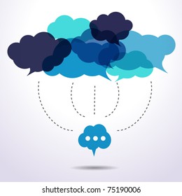 Cloud speech bubbles are connecting