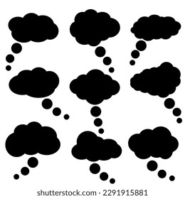 Cloud speech bubbles vector icons.  collection. Cloud speech bubbles Vector illustration set.