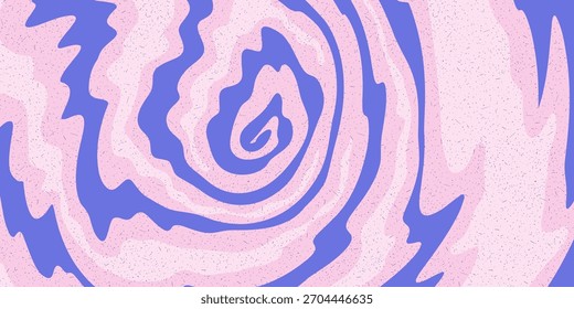 Wolkenspiraliger Hintergrund mit rosafarbenem und blauem Drallmuster im sanften Anime-Himmelsstil. Spiralwolkenmuster mit fließender gekrümmter Textur. Vektorgrafik