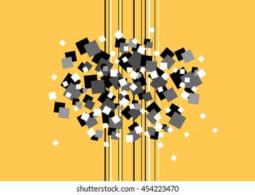 Cloud of squares - art geometric background.