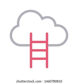 cloud stair colour line vector icon