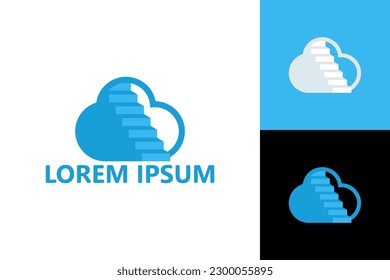 Cloud stair logo template design vector