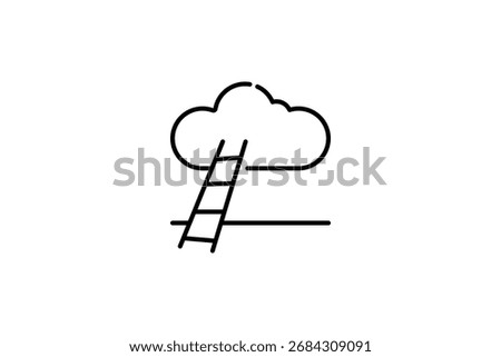 Cloud staircase ladder career line icon sky isolated on white background