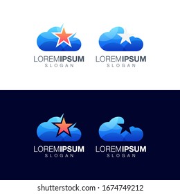 diseño de logotipo colorido de estrella de nube