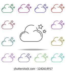 cloud of the star concept line icon. Elements of winter in multi color style icons. Simple icon for websites, web design, mobile app, info graphics