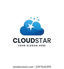 Cloud star gradient logo vector icon illustration