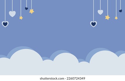 Cloud with star and heart background