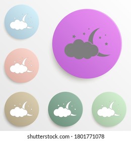 Cloud, Star, Moon Button Farbe Set. Einfache Glyphe, flache Vektorgrafik von Web-Icons für i und ux, Website oder mobile Anwendung