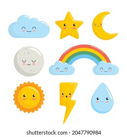 Cloud Star Moon Sun Rainbow Water Kawaii Characters