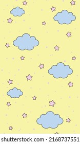 Cloud and Star Pattern, Blue cloud and pink star seamless, Cloud Yellow Background, Cloud Wallpaper Love Cards Vector Stock Vector Illustration.