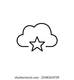 Cloud and star. Saving favorite files into remote data storage. Pixel perfect vector icon