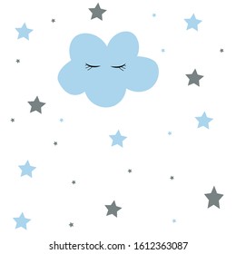 cloud star sky nursery poster decor