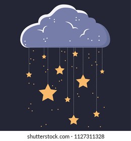 Cloud and star vector. free space for text. wallpaper. background.
