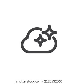 Cloud and stars line icon. linear style sign for mobile concept and web design. Cloudy night weather outline vector icon. Symbol, logo illustration. Vector graphics